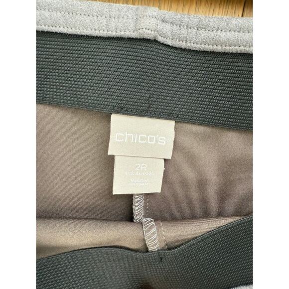 2 Pairs Chico's Vegan Suede Elastic Waist Leggings Gray and Tan 2R (US 12R) - Picture 5 of 11